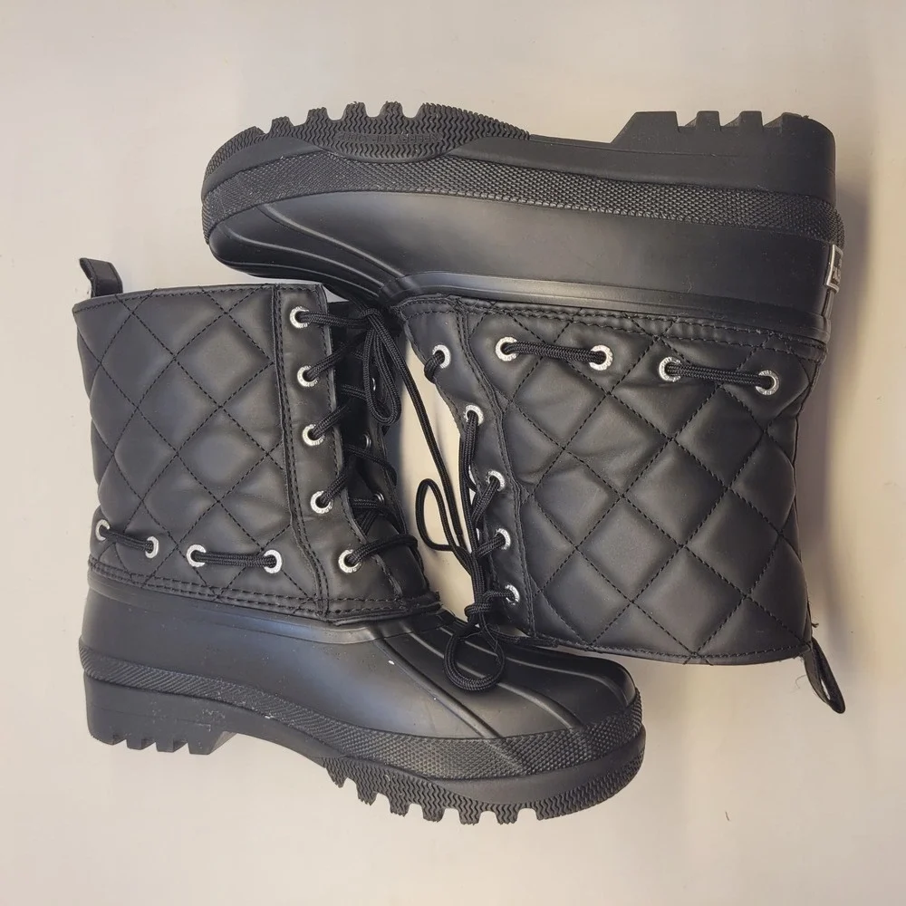 Sperry Top-Sider Saltwater Quilted Duck Boots Black STS83693 Womens Size 6‎